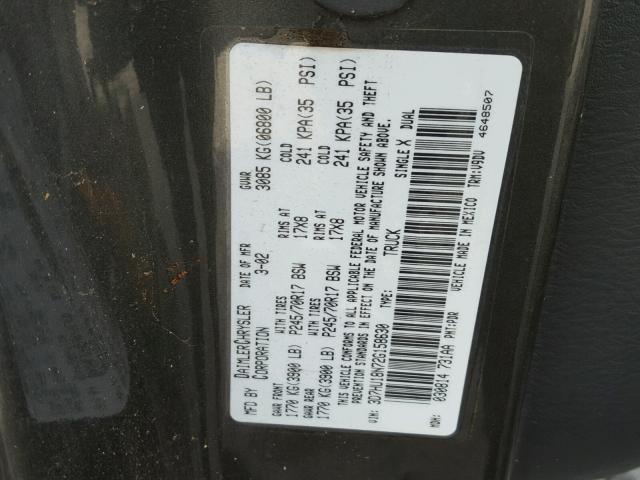 3D7HU18N72G158630 - 2002 DODGE RAM 1500 GRAY photo 10