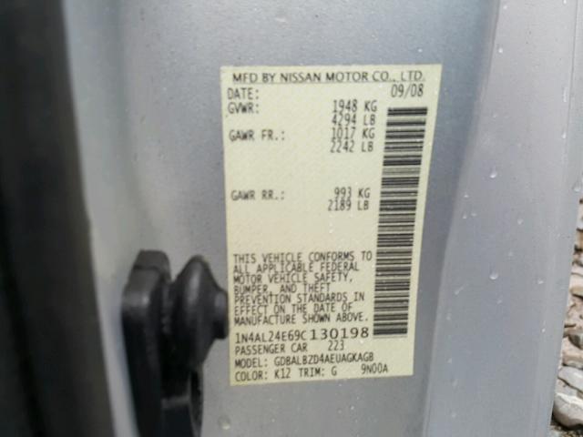 1N4AL24E69C130198 - 2009 NISSAN ALTIMA 2.5 GRAY photo 10