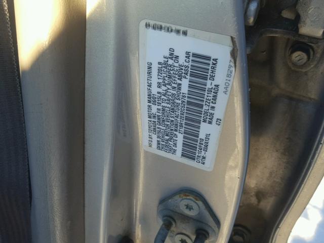 2T1BR12E92C529761 - 2002 TOYOTA COROLLA CE SILVER photo 10