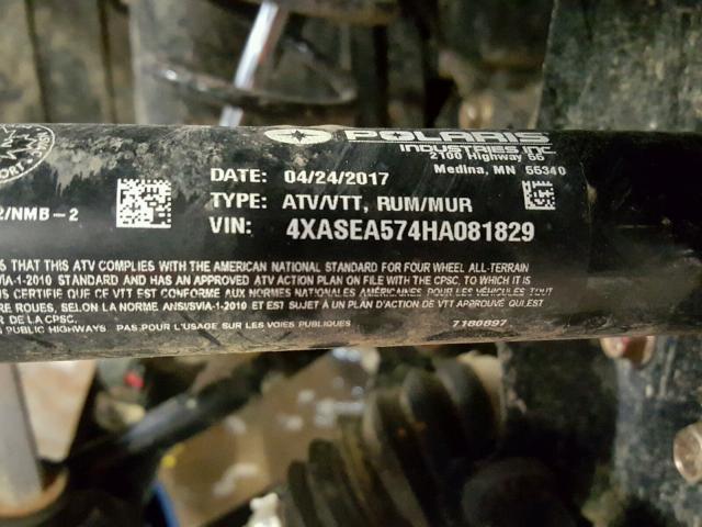 4XASEA574HA081829 - 2017 POLARIS SPORTSMAN GREEN photo 10