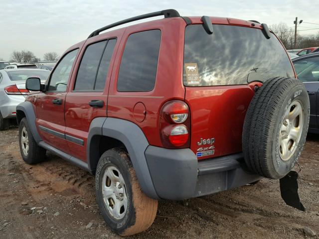 1J4GL48K87W522427 - 2007 JEEP LIBERTY SP RED photo 3