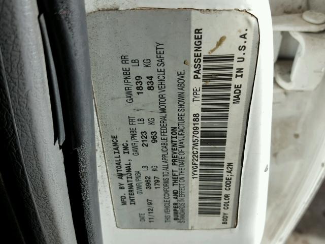 1YVGF22C7W5709188 - 1998 MAZDA 626 DX WHITE photo 10