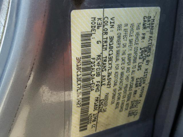 3N1BC13EX7L365427 - 2007 NISSAN VERSA S GRAY photo 10