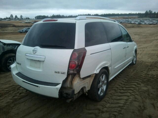 5N1BV28U98N123013 - 2008 NISSAN QUEST S WHITE photo 4