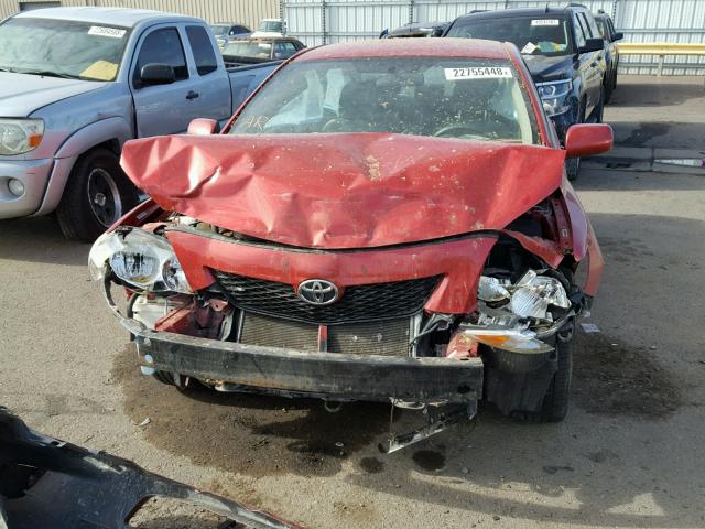 1NXBU40E09Z155553 - 2009 TOYOTA COROLLA BA RED photo 9