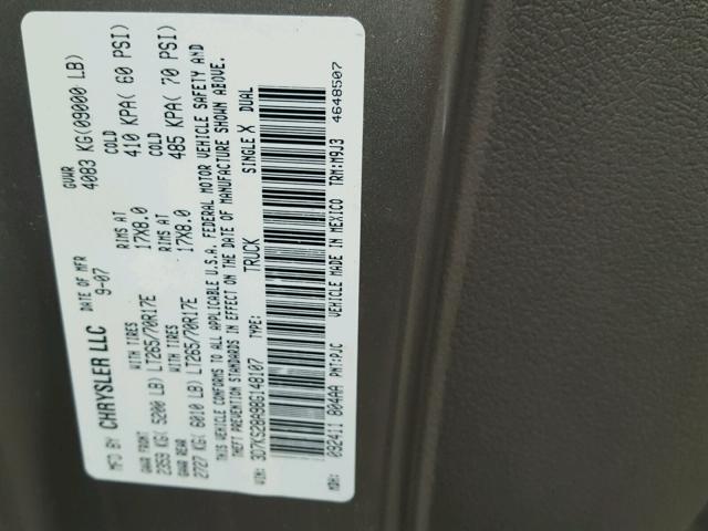 3D7KS28A98G148107 - 2008 DODGE RAM 2500 S GOLD photo 10