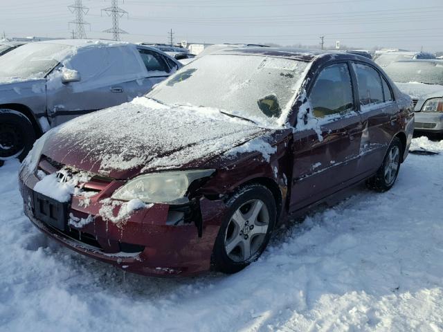 2HGES26744H601494 - 2004 HONDA CIVIC EX MAROON photo 2