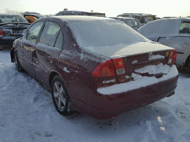 2HGES26744H601494 - 2004 HONDA CIVIC EX მუქწითელი ფოტო 3