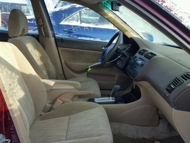 2HGES26744H601494 - 2004 HONDA CIVIC EX მუქწითელი ფოტო 5