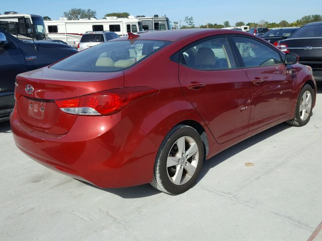 KMHDH4AE3BU099903 - 2011 HYUNDAI ELANTRA GL RED photo 4