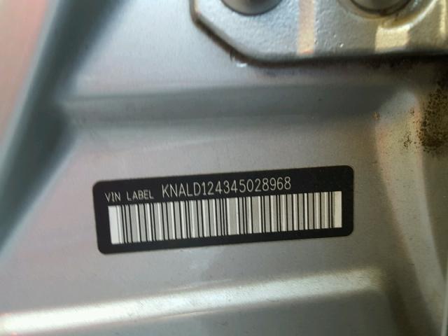 KNALD124345028968 - 2004 KIA AMANTI GRAY photo 10