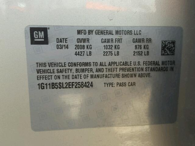 1G11B5SL2EF258424 - 2014 CHEVROLET MALIBU LS ოქროსფერი ფოტო 10