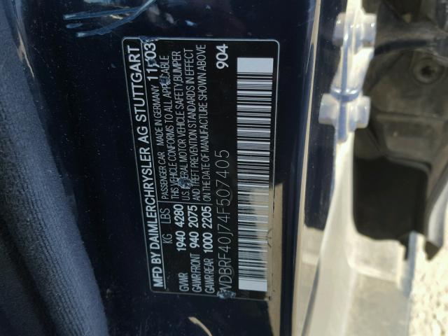 WDBRF40J74F507405 - 2004 MERCEDES-BENZ C 230K SPO BLUE photo 10