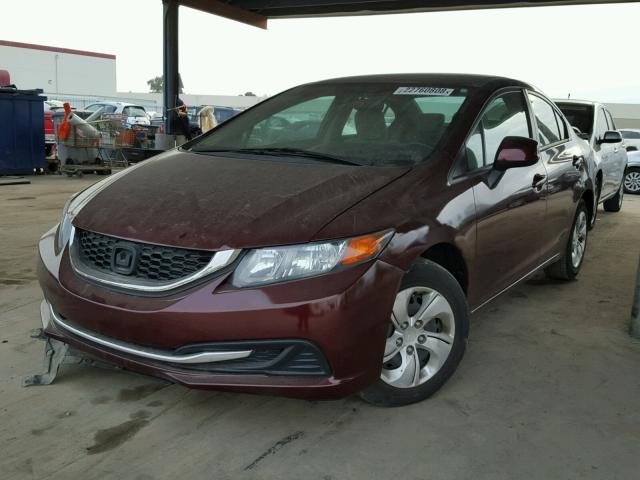 19XFB2F5XDE250863 - 2013 HONDA CIVIC LX BURGUNDY photo 2