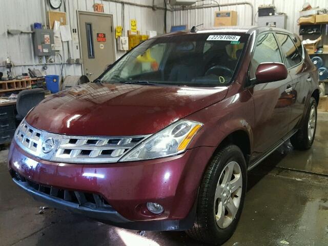 JN8AZ08WX5W401051 - 2005 NISSAN MURANO SL MAROON photo 2