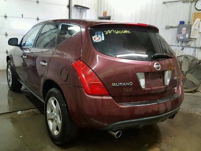 JN8AZ08WX5W401051 - 2005 NISSAN MURANO SL MAROON photo 3