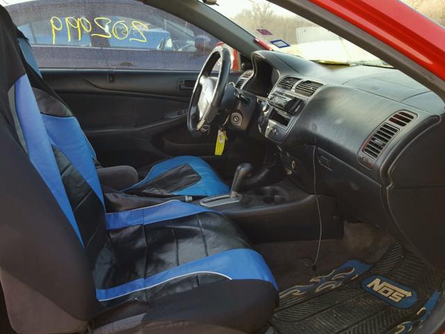 1HGEM22941L001526 - 2001 HONDA CIVIC SI RED photo 5