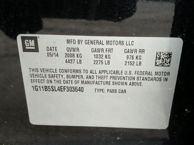 1G11B5SL4EF303640 - 2014 CHEVROLET MALIBU LS BLACK photo 10