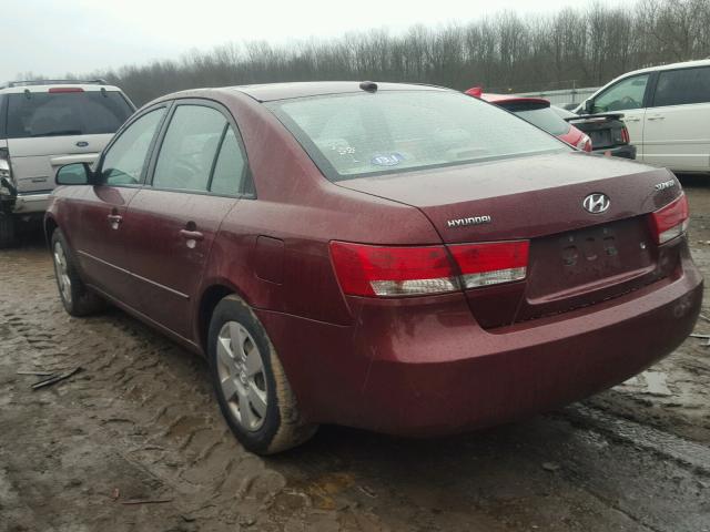 5NPET46C18H380602 - 2008 HYUNDAI SONATA GLS MAROON photo 3