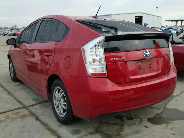 JTDKN3DU2A0222355 - 2010 TOYOTA PRIUS RED photo 3