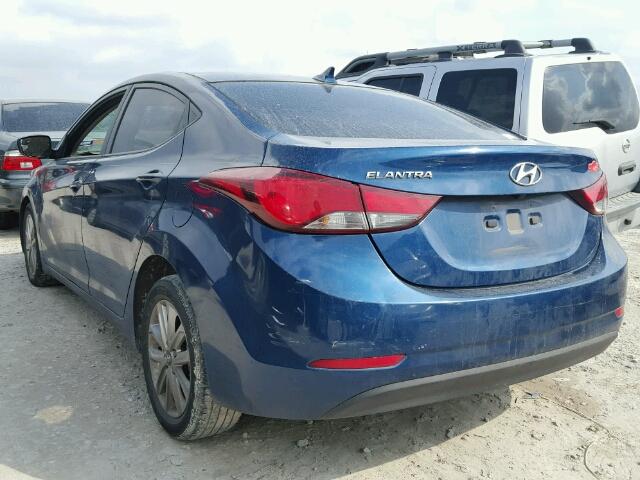 KMHDH4AEXFU226216 - 2015 HYUNDAI ELANTRA SE BLUE photo 3