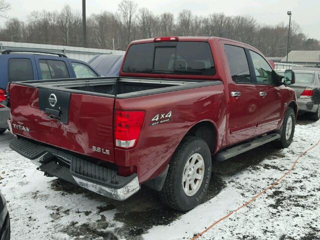 1N6AA07B94N552059 - 2004 NISSAN TITAN XE RED photo 4