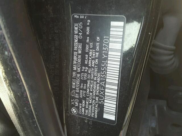 5UXFA13555LY13701 - 2005 BMW X5 3.0I BLACK photo 10