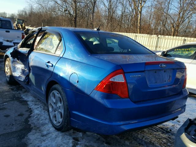 3FAHP0HA3BR182491 - 2011 FORD FUSION SE BLUE photo 3