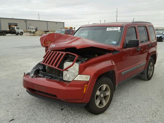 1J8GP28K98W134812 - 2008 JEEP LIBERTY SP RED photo 2