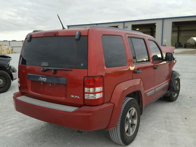 1J8GP28K98W134812 - 2008 JEEP LIBERTY SP RED photo 4