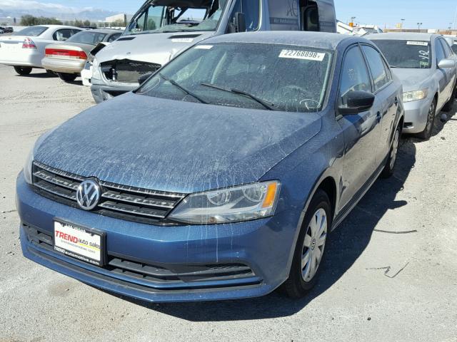 3VW2K7AJ2FM357704 - 2015 VOLKSWAGEN JETTA BASE BLUE photo 2