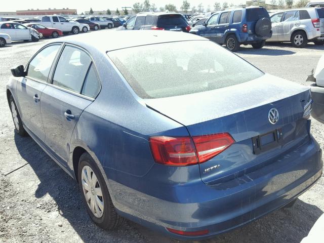 3VW2K7AJ2FM357704 - 2015 VOLKSWAGEN JETTA BASE BLUE photo 3