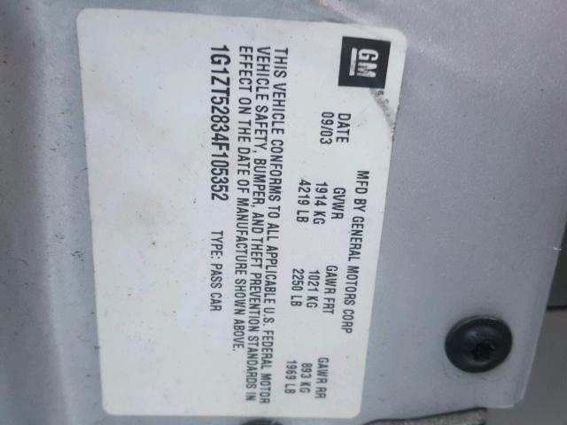 1G1ZT52834F105352 - 2004 CHEVROLET MALIBU LS 银色 照片 10