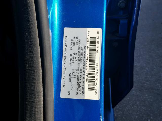 JM1BL1L70C1579049 - 2012 MAZDA 3 I BLUE photo 10