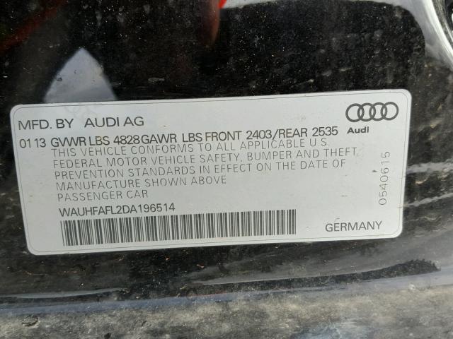 WAUHFAFL2DA196514 - 2013 AUDI A4 PREMIUM BLACK photo 10