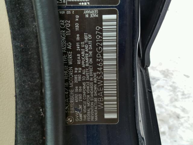 WBAEW53463PG21979 - 2003 BMW 330 XI BLUE photo 10