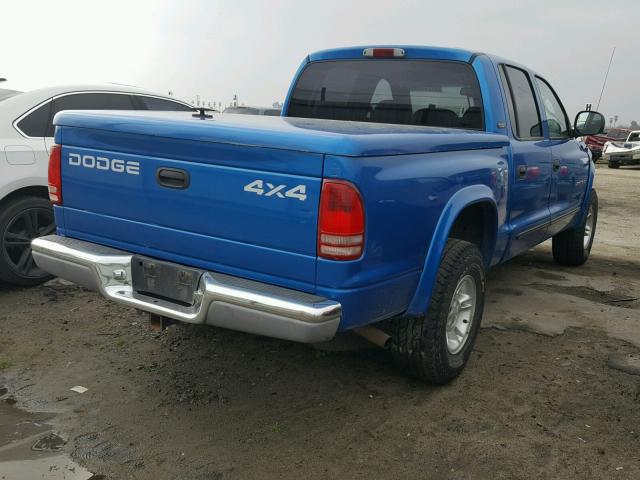 1B7GG2AN5YS756620 - 2000 DODGE DAKOTA QUA BLUE photo 4