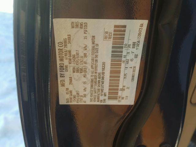 1FMEU74E98UB18220 - 2008 FORD EXPLORER E BLUE photo 10