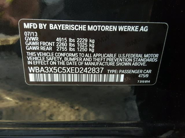 WBA3X5C5XED242837 - 2014 BMW 328 XIGT BLACK photo 10