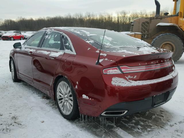 3LN6L2GK5ER801739 - 2014 LINCOLN MKZ RED photo 3