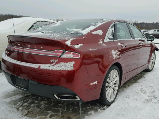 3LN6L2GK5ER801739 - 2014 LINCOLN MKZ RED photo 4