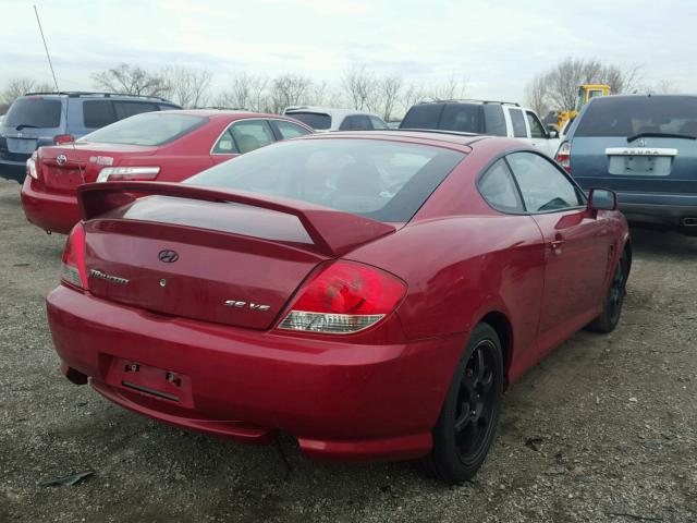 KMHHN65F56U230201 - 2006 HYUNDAI TIBURON GT RED photo 4