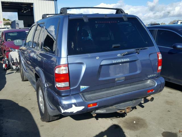 JN8DR07XX1W502155 - 2001 NISSAN PATHFINDER BLUE photo 3