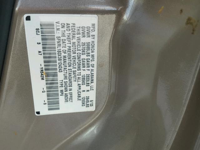 5FNRL180X3B124243 - 2003 HONDA ODYSSEY EX GOLD photo 10