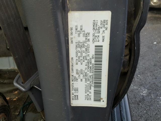 JT3VN39W5L8009268 - 1990 TOYOTA 4RUNNER VN GRAY photo 10