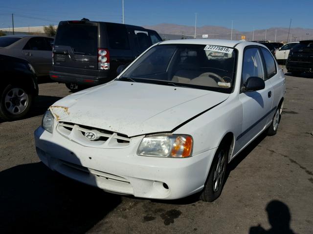 KMHCF35G92U211417 - 2002 HYUNDAI ACCENT L WHITE photo 2