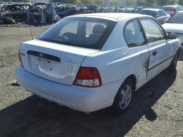 KMHCF35G92U211417 - 2002 HYUNDAI ACCENT L WHITE photo 4