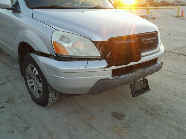 5FNYF18615B053203 - 2005 HONDA PILOT EXL SILVER photo 9