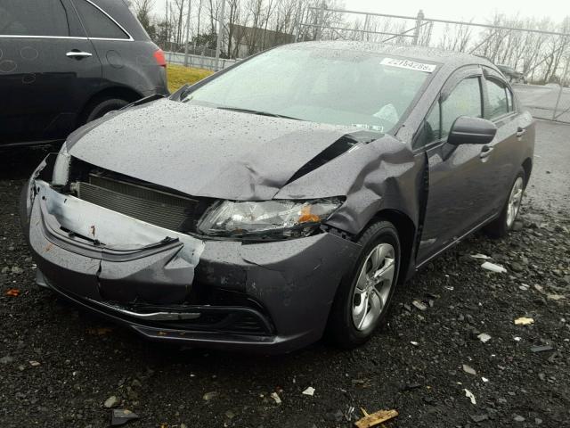 19XFB2E57EE067231 - 2014 HONDA CIVIC LX GRAY photo 2