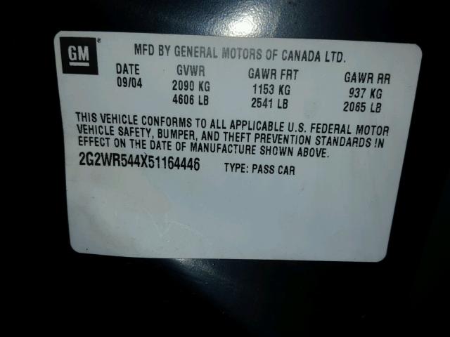 2G2WR544X51164446 - 2005 PONTIAC GRAND PRIX Qara foto 10